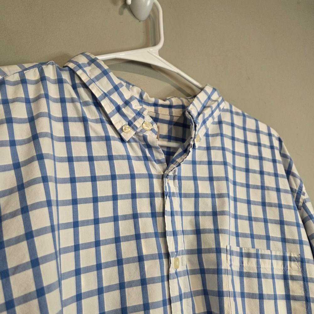 J.Crew Mens XL Blue White Check Button Down Shirt‎ Long Sleeve Cotton Woven